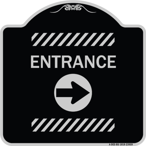 Signmission Flex Post Entrance with Right Arrow Decal for Flex Paddle Aluminum Sign, 18" L, 18" H, BS-1818-23959 A-DES-BS-1818-23959 - main